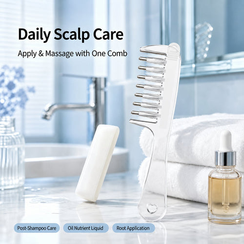 💧Refillable Scalp Oil Applicator Comb – Evenly applies serum to the roots.