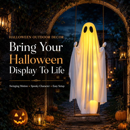 👻 Animated Swinging Ghost Halloween Decoration – Spooky Porch Hanging Ghost For Outdoor Yard Decor