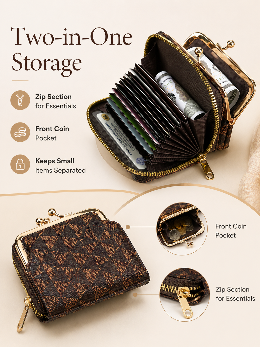 🌸Chic Trend ✨ Compact Travel Leather Wallet