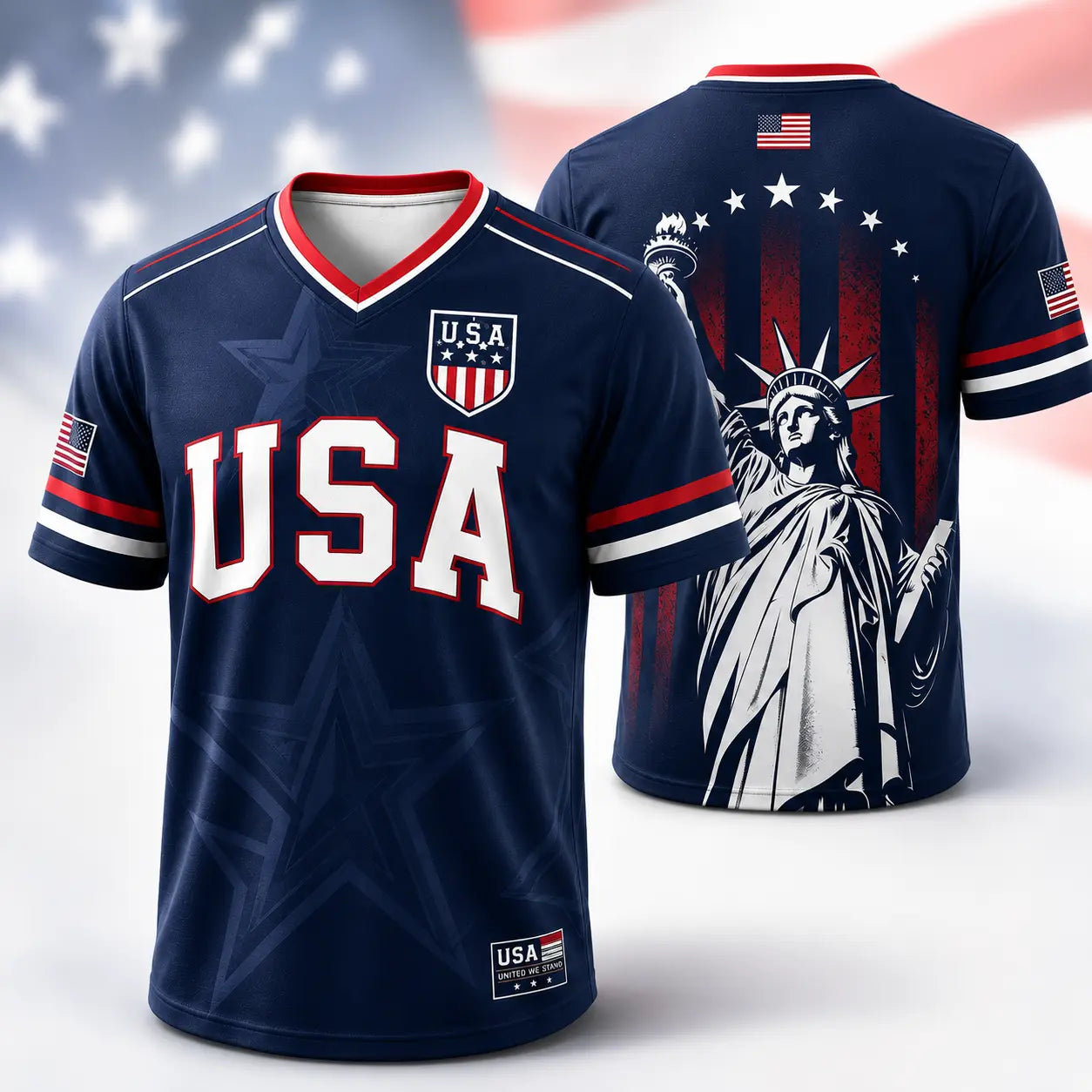 🇺🇸 USA Liberty Soccer Jersey – Patriotic American Flag V-Neck Football Shirt