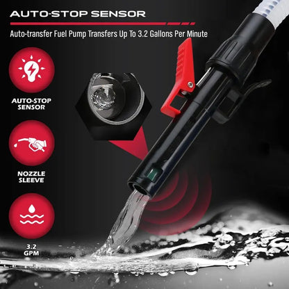 ⛽Automatic Transfer Pump Powered - Auto-Stop Sensor, 3.2 GPM Efficient Transmission
