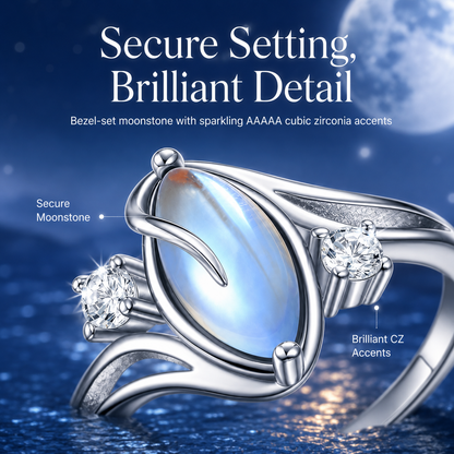 925 Sterling Silver Rainbow Moonstone Ring