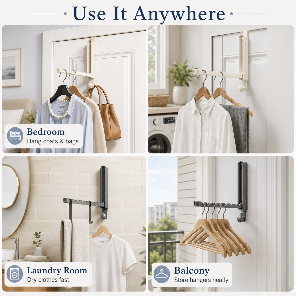 Foldable Over-The-Door Clothes Rack 🚪✨ - No Drilling Space Saver