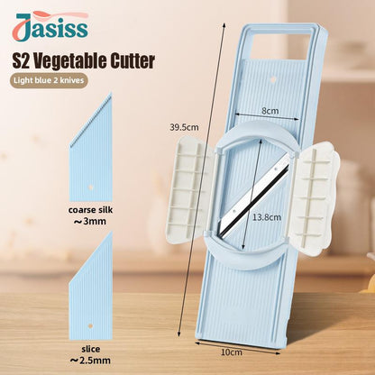 2-in-1 Multi-Function Handheld Slicer and Shredder, suitable for various vegetables and meats.