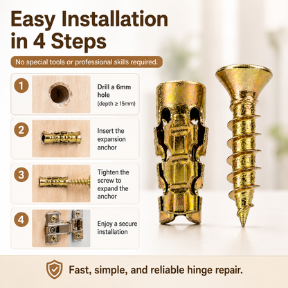 🔩 6×14mm Short Expansion Screw Set for Cabinet Hinge Repair & Stripped Thread Restoration