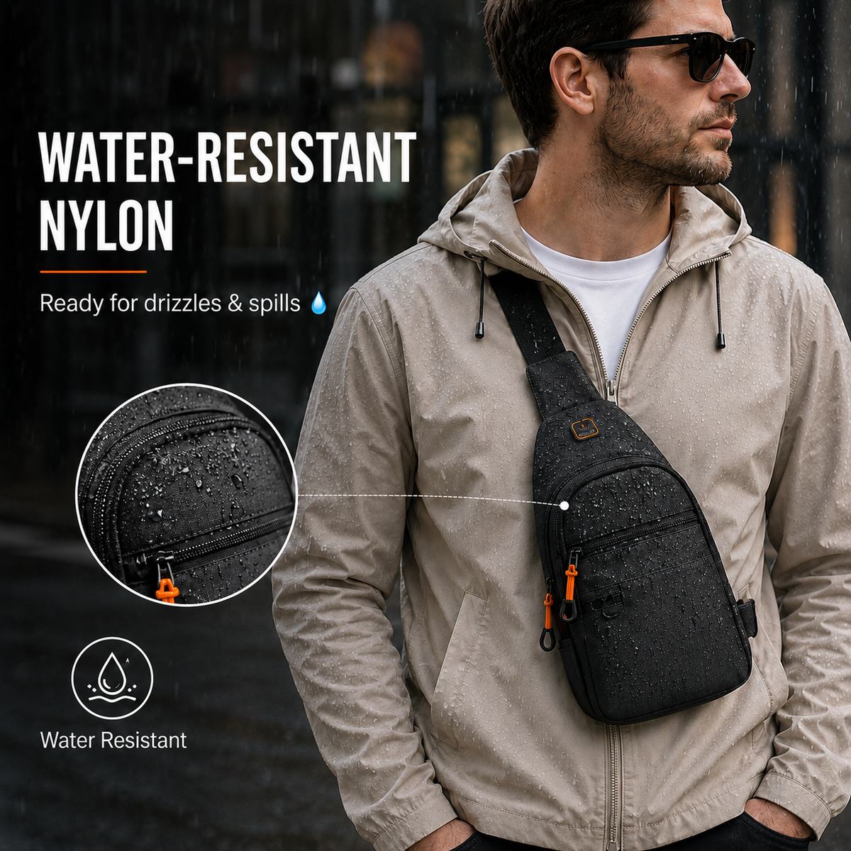 Waterproof Multi-pocket Crossbody Sling Bag