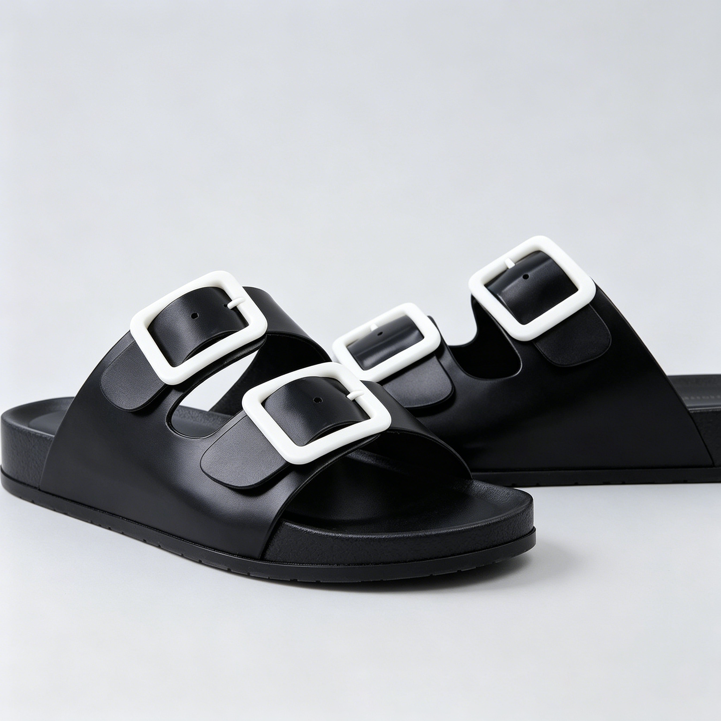 Pool Jelly Slide Sandals for Women - Waterproof Double Buckle Adjustable Slip-On Womens Jelly Sandals For Beach