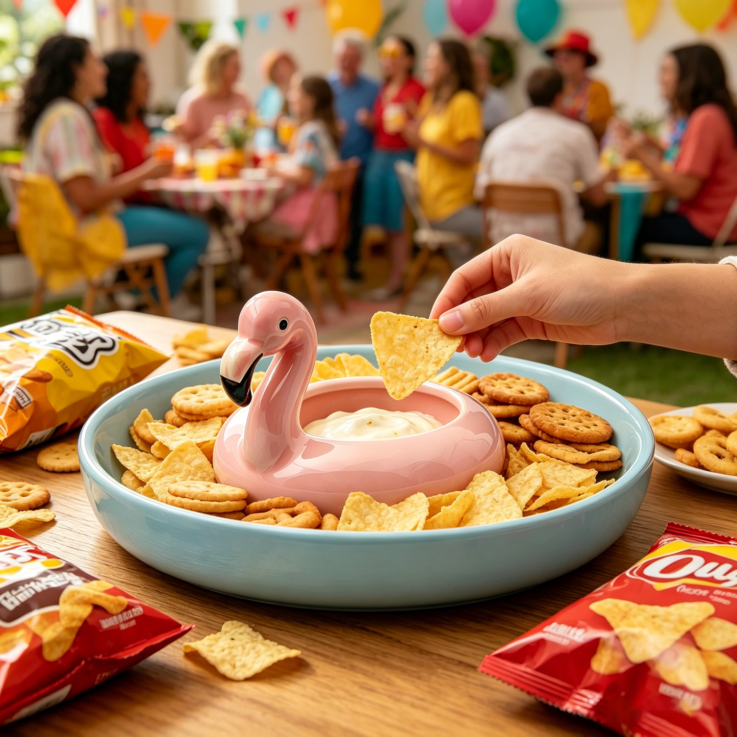 Flamingo Pool Float Chip and Dip Platter