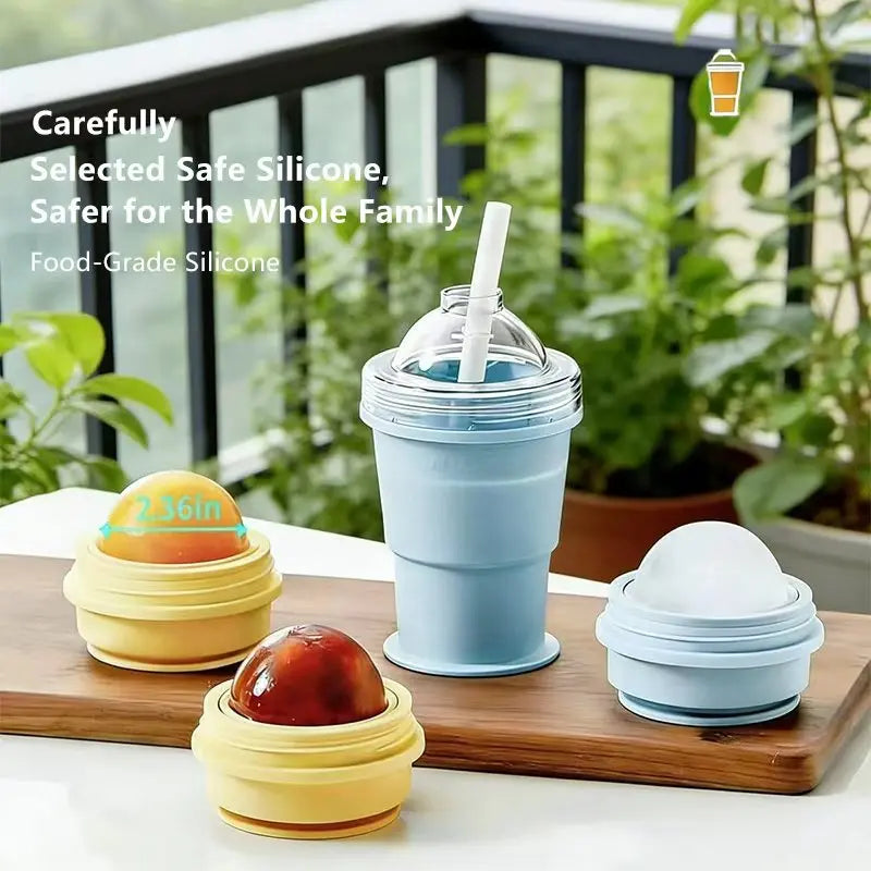 🧊 3-in-1 Foldable Ice Ball Maker & Travel Cup