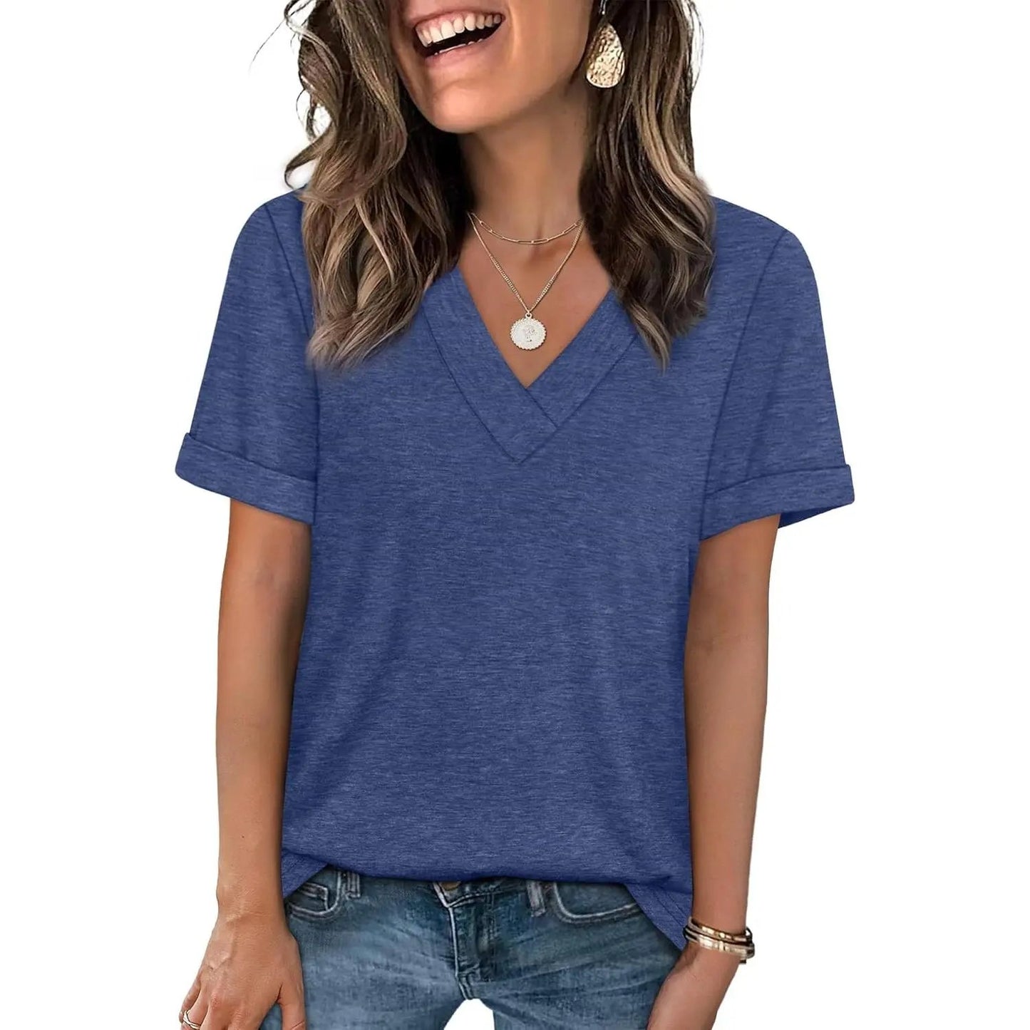 Essential V-Neck Summer Tee - Soft Cotton Blend