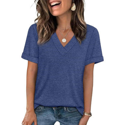 Essential V-Neck Summer Tee - Soft Cotton Blend