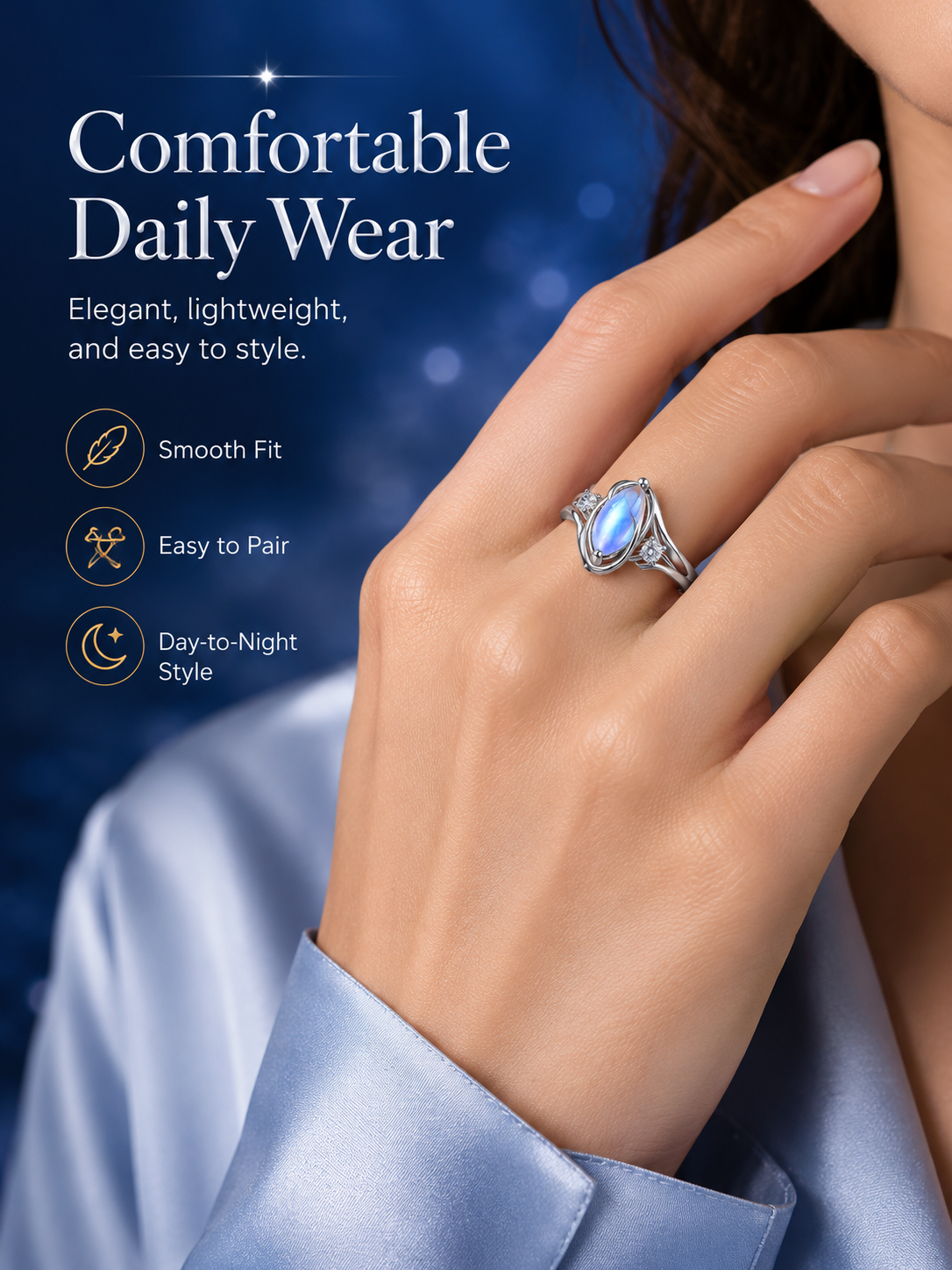 925 Silver Rainbow Moonstone Ring✨Jewelry Trend