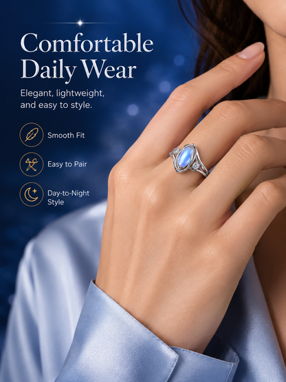 925 Silver Rainbow Moonstone Ring✨Jewelry Trend