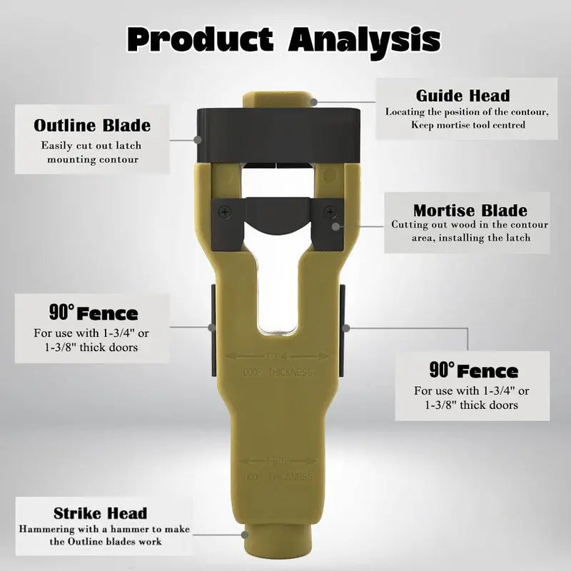 🔨 Door Latch Installation Kit – Precision Mortise Tool for Fast & Accurate Door Lock Installation, Fits Square & Round Deadbolts, 1-3/8" & 1-3/4" Doors