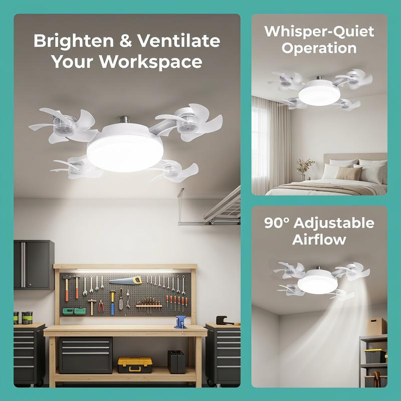🌼Ceiling Fan Light with Remote, Silent LED Fan & Light 2-in-1 for Bedroom