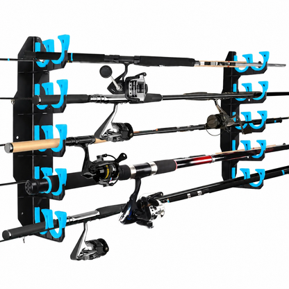 Heavy-Duty 10-Rod Garage Fishing Pole Holder – Wall & Ceiling Mount Organizer