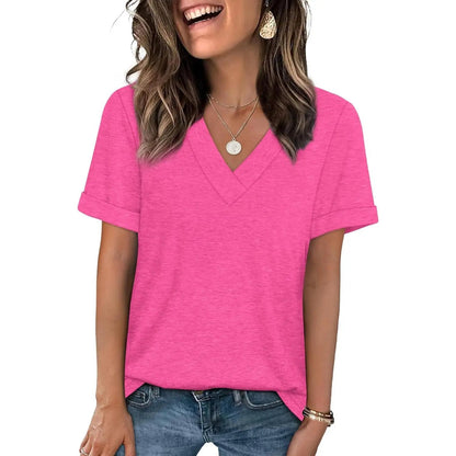 Essential V-Neck Summer Tee - Soft Cotton Blend
