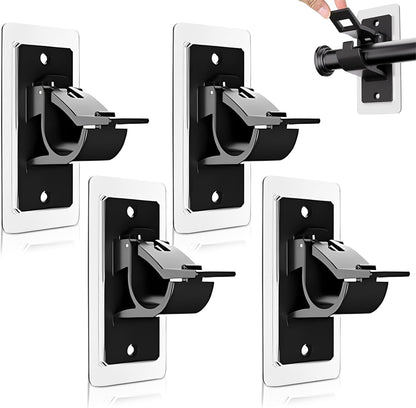 🏠🔨 Self Adhesive Rod Brackets, No Drill Needed Curtain Rod Holders