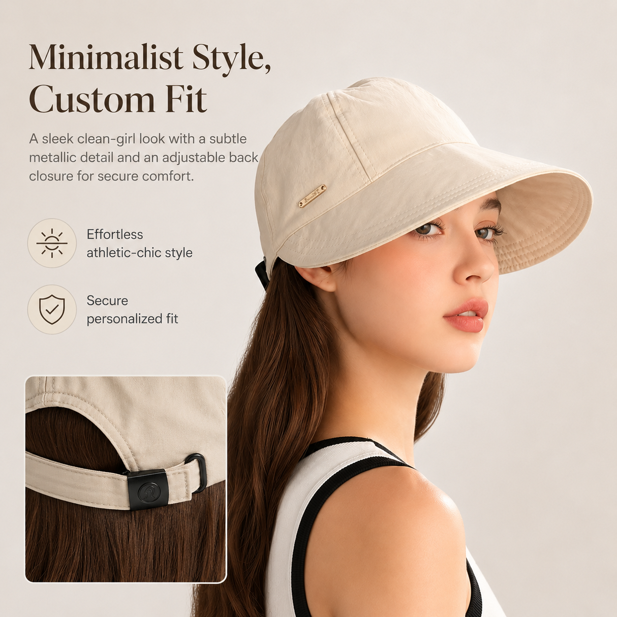 Women's Wide Brim Sun Visor Hat - UPF 50+ Open Top Cap for Ponytails, Golf, and Beach