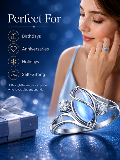 925 Silver Rainbow Moonstone Ring✨Jewelry Trend