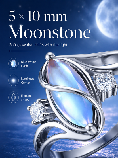 925 Silver Rainbow Moonstone Ring✨Jewelry Trend