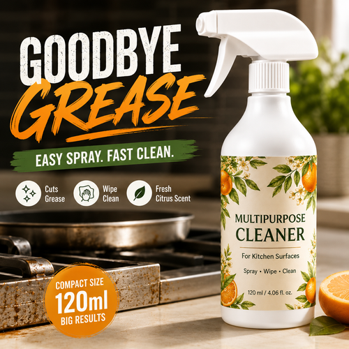 🍊 Heavy-Duty Kitchen Degreaser Spray – Less Scrubbing, Easier Cleanup