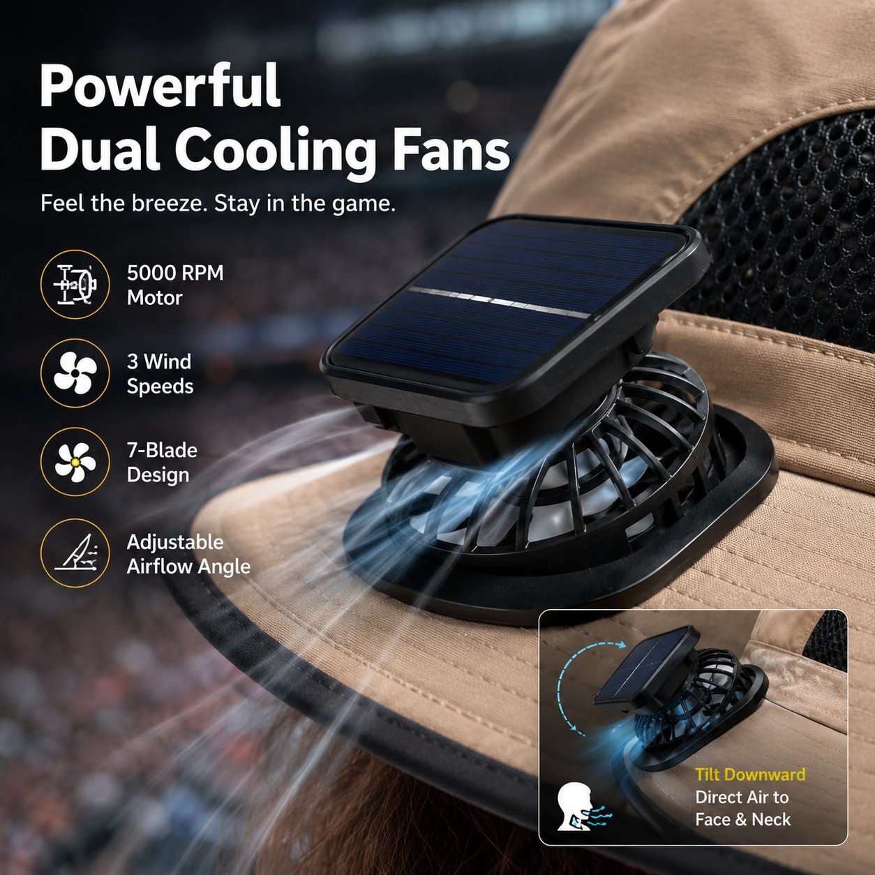 🔥HOT SALE 49% OFF - ☀️Solar-Powered Outdoor Cooling Fan Hat