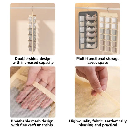 🔥 Space-Saving Bra & Underwear Hanging Organizer – 30 Pockets Dual-Sided Closet Storage Bag for Lingerie, Socks & Small Essentials