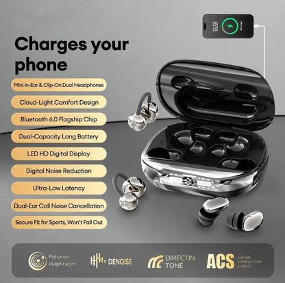 🔥 6-Earbud 3-in-1 Wireless Headphones & Emergency Phone Charger