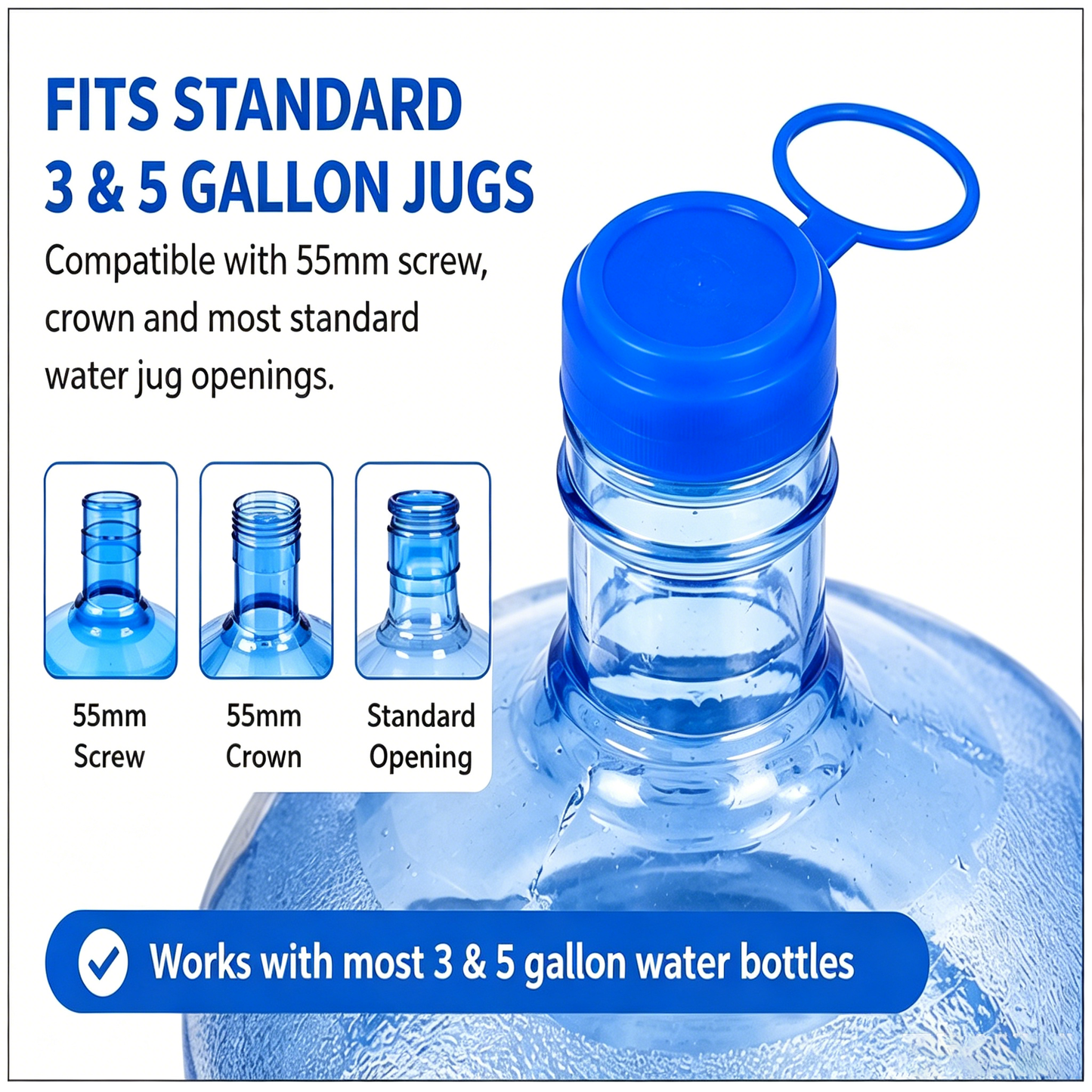 Leak-Proof Water Jug Caps (4 Pack) – Fits 3 & 5 Gallon Bottles