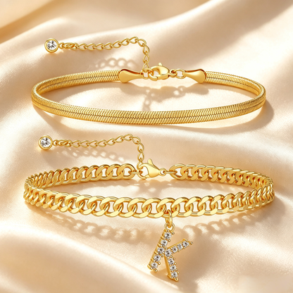 ✨ Gold Initial Anklet – 14K Gold Plated, Waterproof Adjustable Letter Pendant, Stackable Beach Jewelry