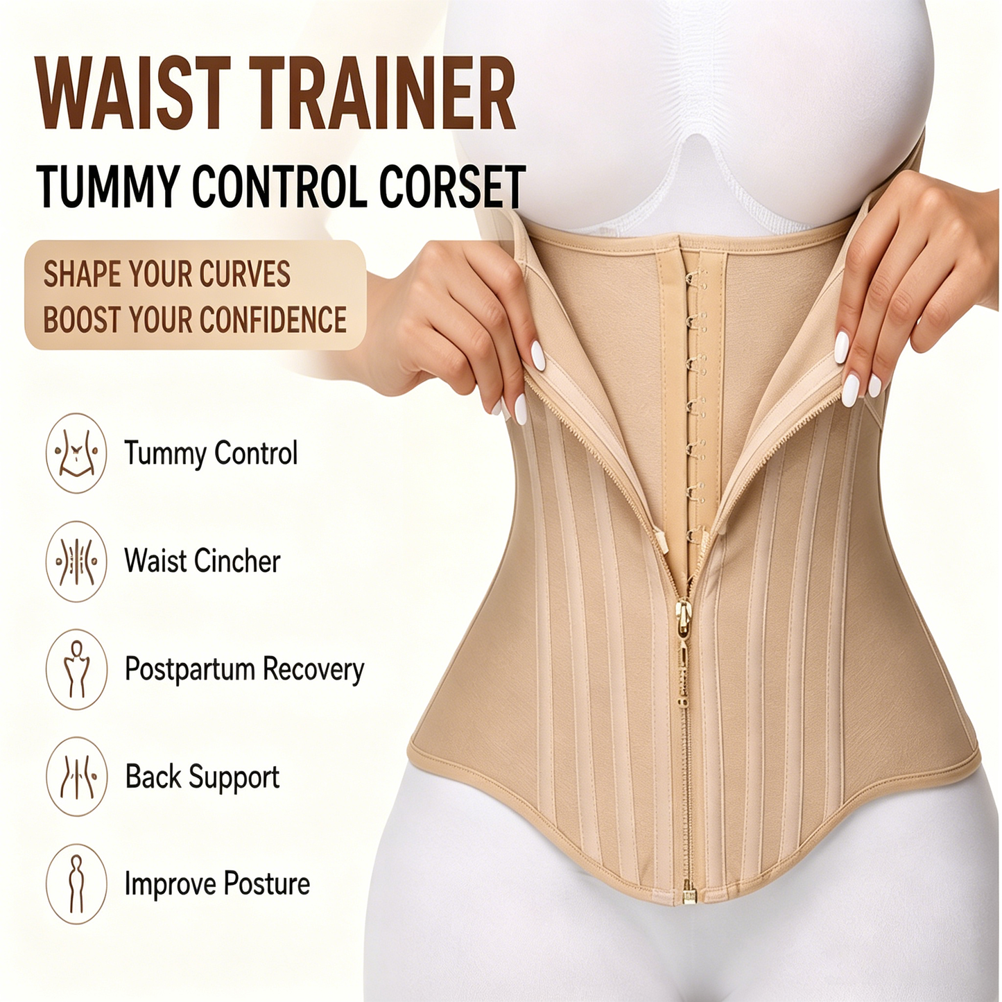 🔥✨ Snatch Your Waist Instantly — Waist Trainer Corset Shapewear 💃