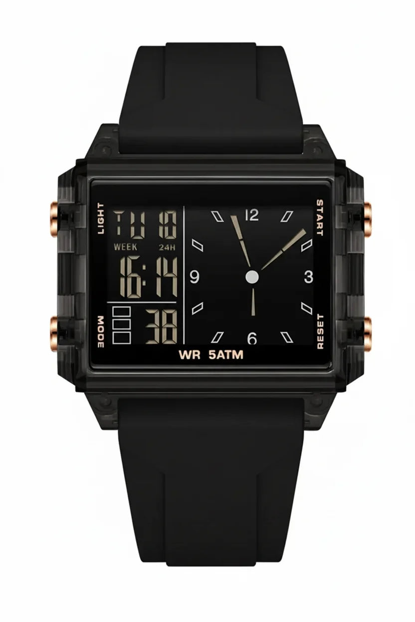 Analog-Digital Sport Watch – Waterproof, Luminous & Multi-Function