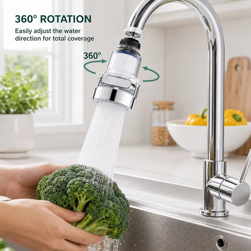 🚰360° Rotating Faucet Filter Attachment — 6-Layer Purification & 3 Water Flow Modes