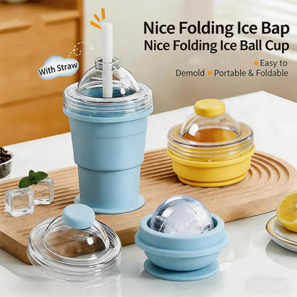 🧊 3-in-1 Foldable Ice Ball Maker & Travel Cup