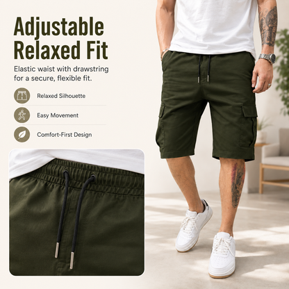 🔥🔥Customer Favorite Men's Shorts Set Khaki Black & Green Slanted Pockets