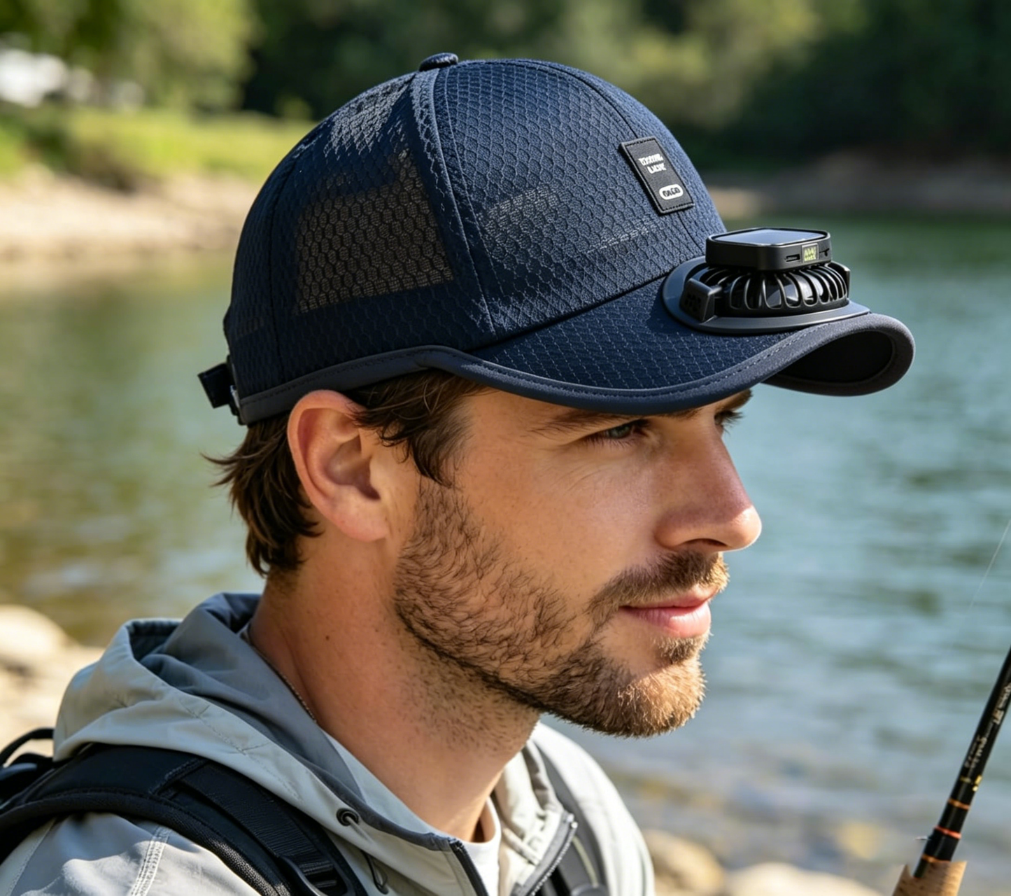 Adults Mesh Baseball Cap Fishing Beach Hats with Solar Fan