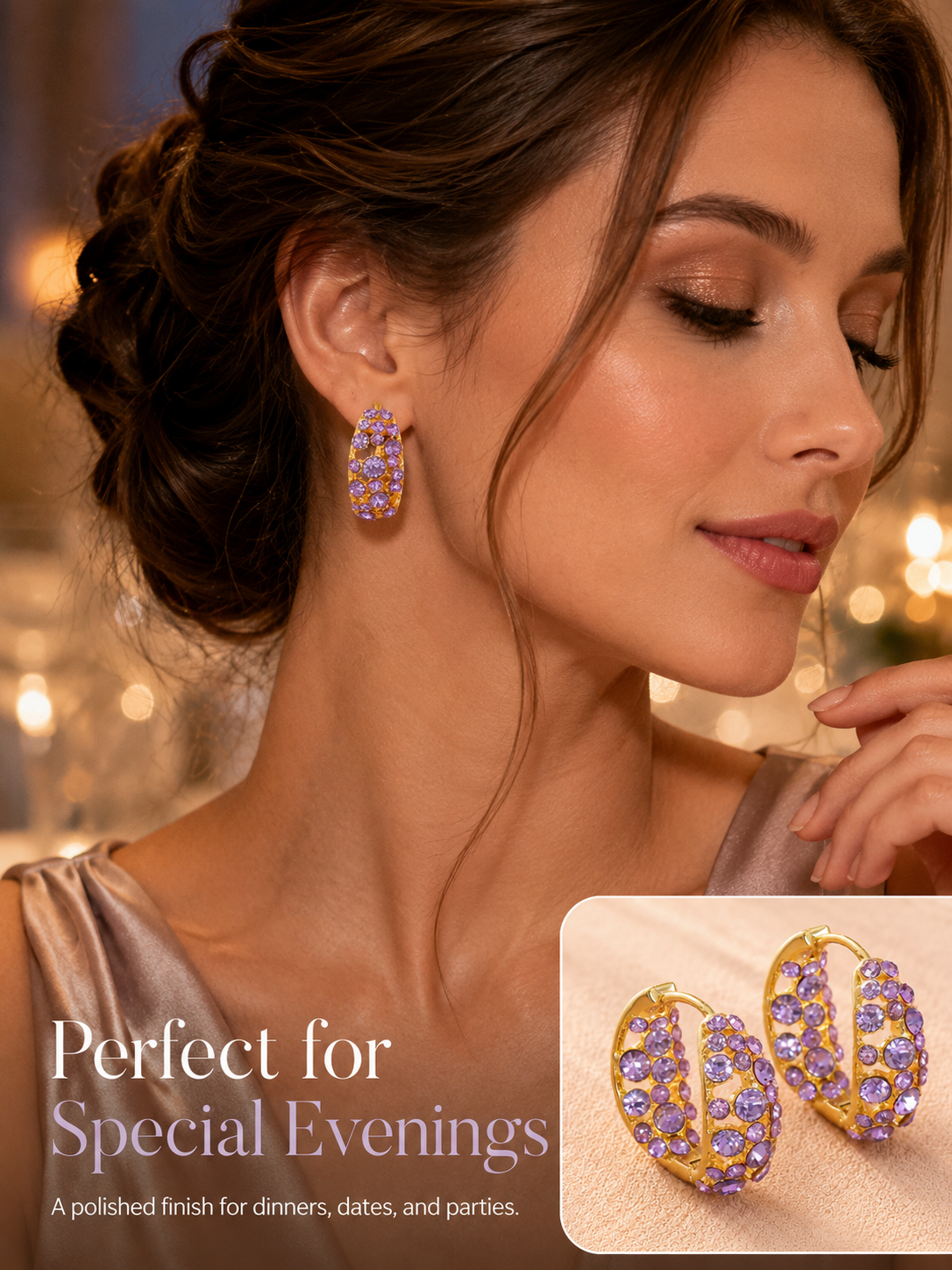 💜 Sparkling Light Purple Zircon Huggie Hoop Earrings
