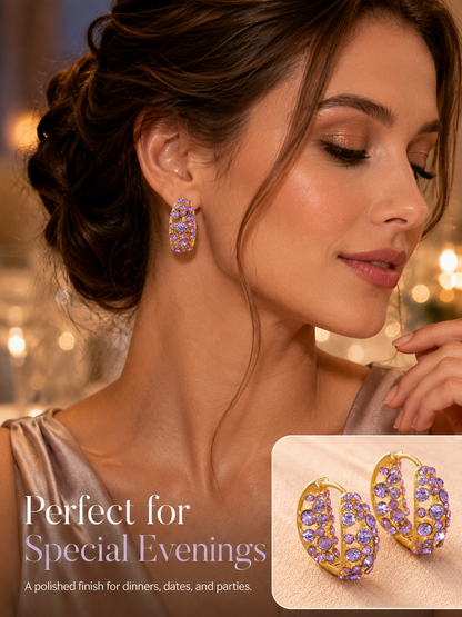 💜 Sparkling Light Purple Zircon Huggie Hoop Earrings