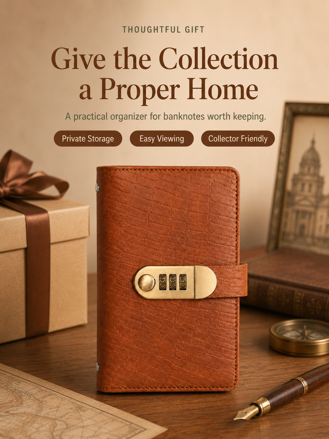 Locking Banknote Collection Booklet | Holds 100 Bills