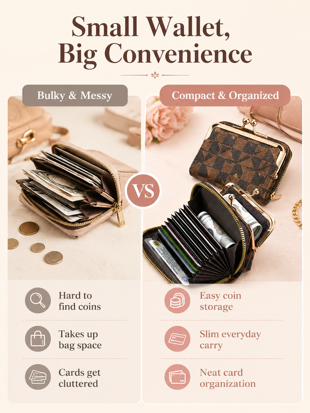 🌸Chic Trend ✨ Compact Travel Leather Wallet