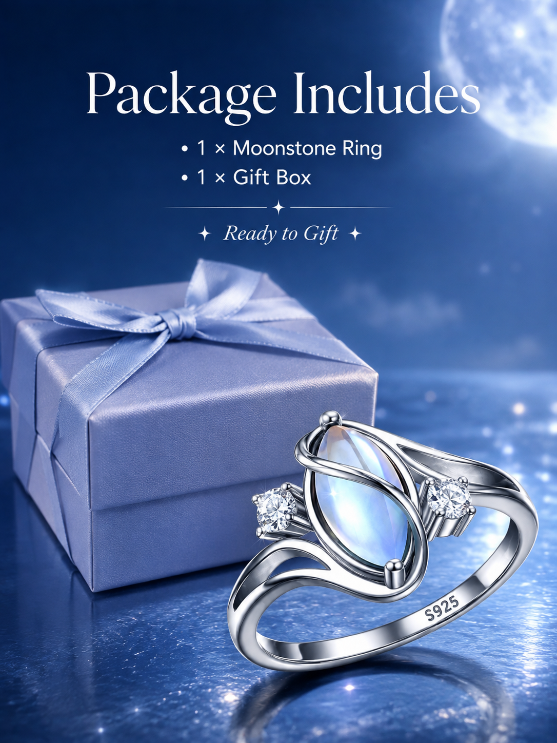 925 Silver Rainbow Moonstone Ring✨Jewelry Trend