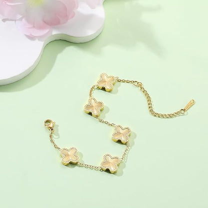 🍀14K Gold Plated Clover Bracelet for Women