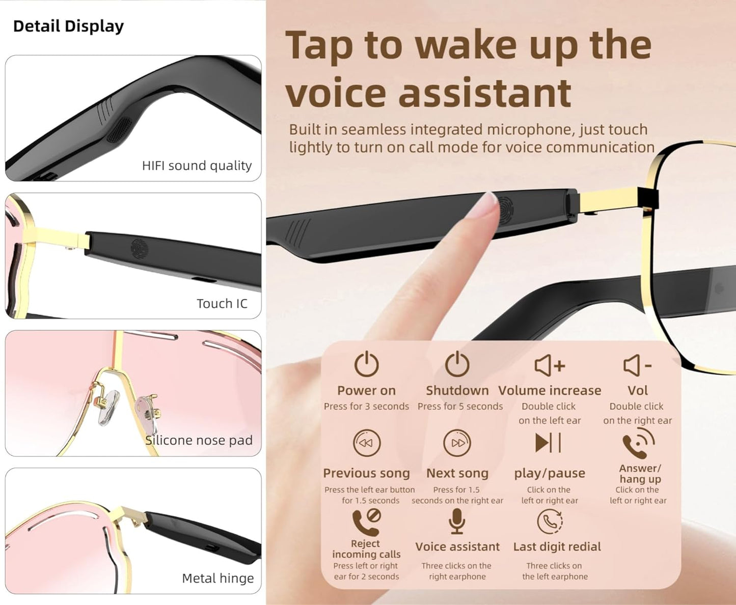 🕶️ Smart Bluetooth Sunglasses – Music & Style 🎵