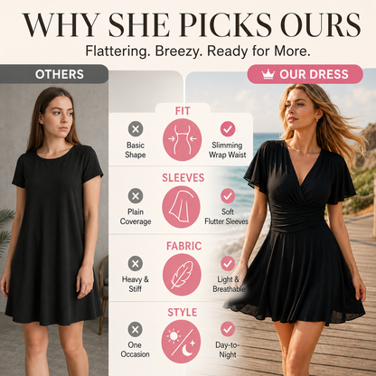 Flutter-Sleeve French Vintage Wrap Dress