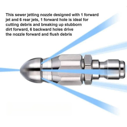 🚿 Powerful Stainless Steel Sewer Jetter Nozzle – Up to 5000 PSI for Deep Drain Cleaning! 💧