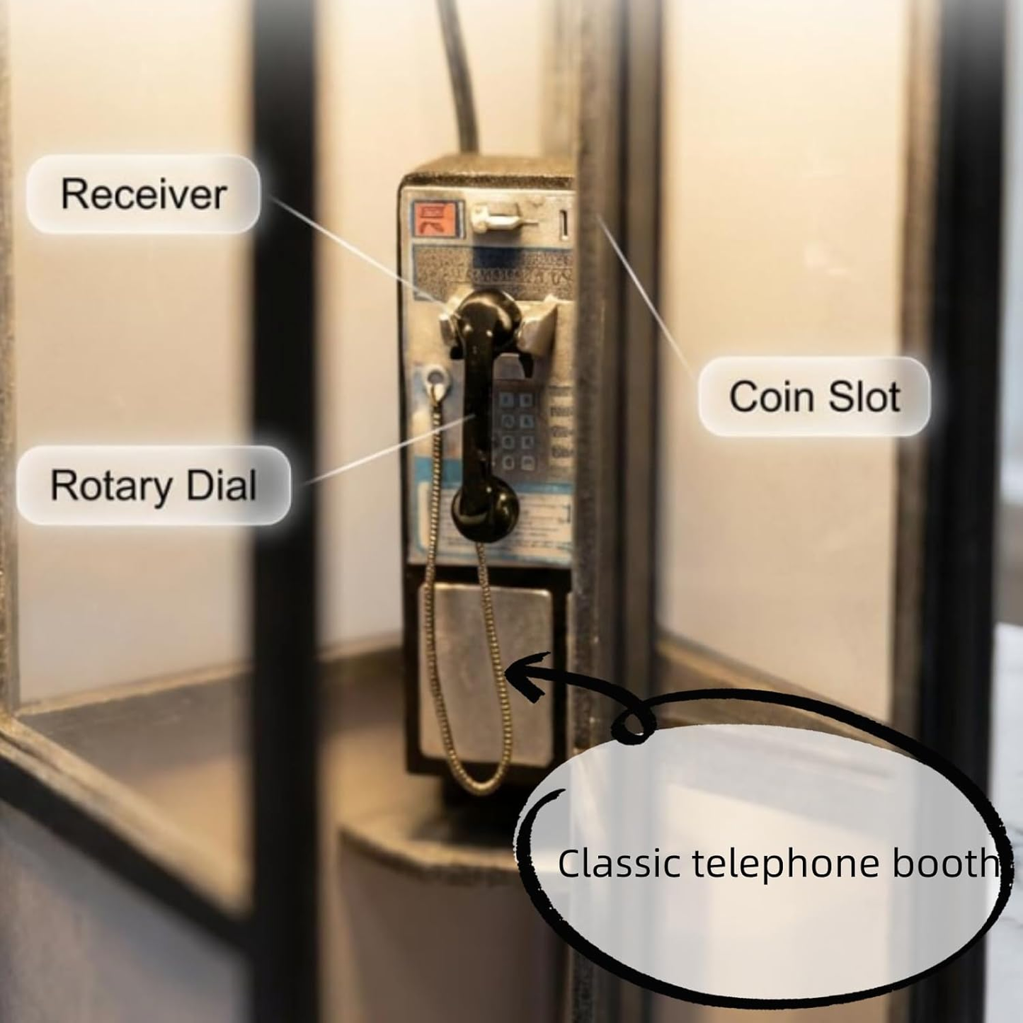 Retro-Style Telephone Booth Decorative Lamp