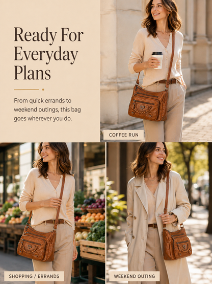 📢📢50% OFF !! ⏰Women's Soft PU Leather Multi-Pocket Crossbody Bag