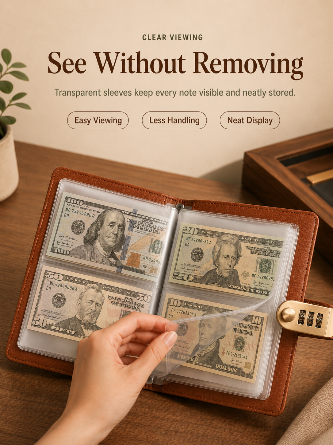 Locking Banknote Collection Booklet | Holds 100 Bills