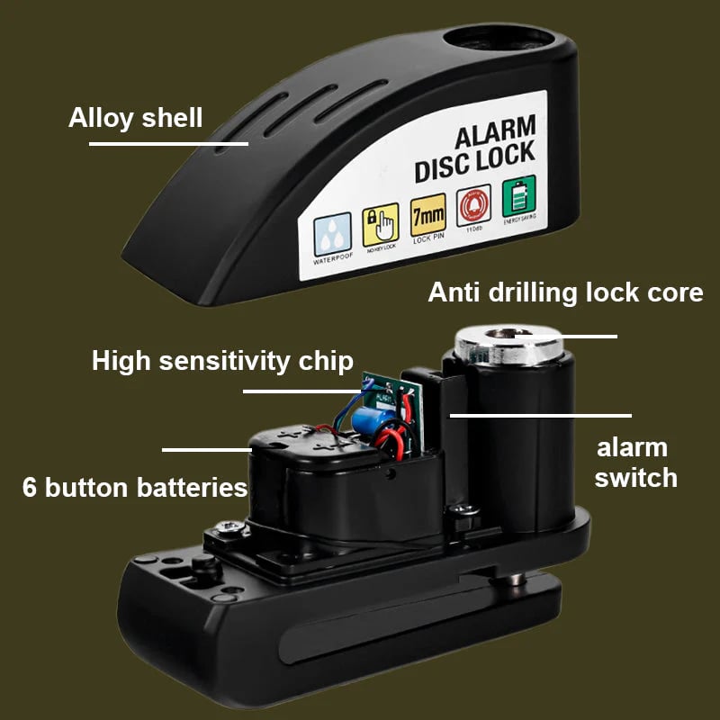 🛡️ Motorcycle Disc Brake Lock Alarm | 110dB Anti-Theft Security